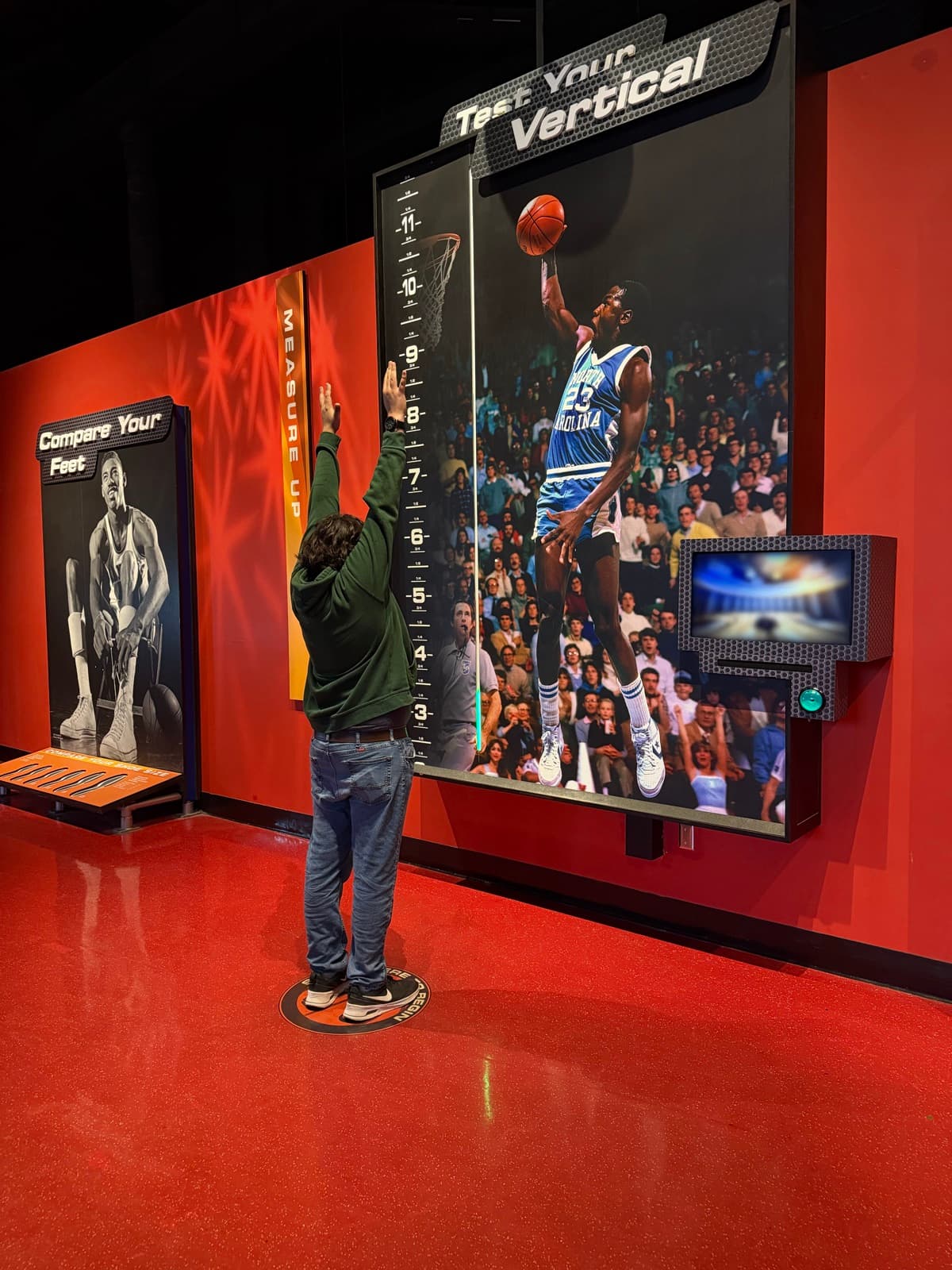 A resident testing his vertical leap